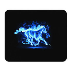 Коврик прямоугольный с принтом Ледяной конь в Курске, натуральный каучук | размер 230 х 185 мм; запечатка лицевой стороны | Тематика изображения на принте: арт | лёд | лошадь | огонь | пламя