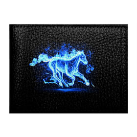 Обложка для студенческого билета с принтом Ледяной конь в Курске, натуральная кожа | Размер: 11*8 см; Печать на всей внешней стороне | Тематика изображения на принте: арт | лёд | лошадь | огонь | пламя