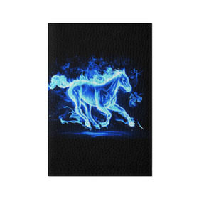 Обложка для паспорта матовая кожа с принтом Ледяной конь в Курске, натуральная матовая кожа | размер 19,3 х 13,7 см; прозрачные пластиковые крепления | арт | лёд | лошадь | огонь | пламя
