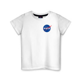 Детская футболка хлопок с принтом NASA в Курске, 100% хлопок | круглый вырез горловины, полуприлегающий силуэт, длина до линии бедер | астронавты | космос | наса