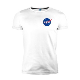 Мужская футболка премиум с принтом NASA в Курске, 92% хлопок, 8% лайкра | приталенный силуэт, круглый вырез ворота, длина до линии бедра, короткий рукав | астронавты | космос | наса