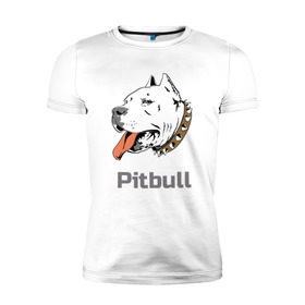 Мужская футболка премиум с принтом Питбуль в Курске, 92% хлопок, 8% лайкра | приталенный силуэт, круглый вырез ворота, длина до линии бедра, короткий рукав | пес | собака