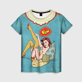 Женская футболка 3D с принтом POP ART в Курске, 100% полиэфир ( синтетическое хлопкоподобное полотно) | прямой крой, круглый вырез горловины, длина до линии бедер | omg | pop art | pow | арт | поп | ретро | уорхол | энди