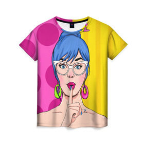 Женская футболка 3D с принтом POP ART в Курске, 100% полиэфир ( синтетическое хлопкоподобное полотно) | прямой крой, круглый вырез горловины, длина до линии бедер | omg | pop art | арт | поп | ретро | уорхол | энди