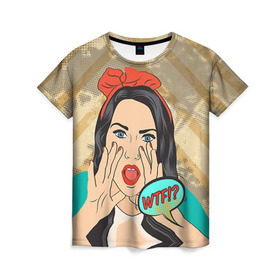 Женская футболка 3D с принтом POP ART в Курске, 100% полиэфир ( синтетическое хлопкоподобное полотно) | прямой крой, круглый вырез горловины, длина до линии бедер | omg | pop art | wtf | арт | поп | ретро | уорхол | энди