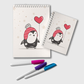 Блокнот с принтом Пингвин с шариком в Курске, 100% бумага | 48 листов, плотность листов — 60 г/м2, плотность картонной обложки — 250 г/м2. Листы скреплены удобной пружинной спиралью. Цвет линий — светло-серый
 | Тематика изображения на принте: пингвин
