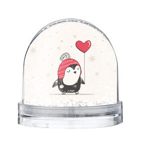 Снежный шар с принтом Пингвин с шариком в Курске, Пластик | Изображение внутри шара печатается на глянцевой фотобумаге с двух сторон | Тематика изображения на принте: пингвин
