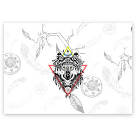 Поздравительная открытка с принтом Волк в Курске, 100% бумага | плотность бумаги 280 г/м2, матовая, на обратной стороне линовка и место для марки
 | волк | животные | перо | перья
