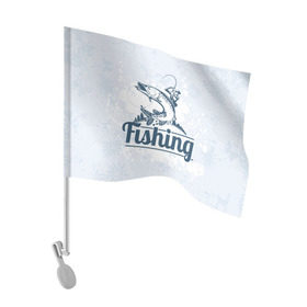 Флаг для автомобиля с принтом Рыбалка в Курске, 100% полиэстер | Размер: 30*21 см | fishing | рыба | рыбак | рыбалка | туризм