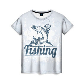 Женская футболка 3D с принтом Рыбалка в Курске, 100% полиэфир ( синтетическое хлопкоподобное полотно) | прямой крой, круглый вырез горловины, длина до линии бедер | fishing | рыба | рыбак | рыбалка | туризм