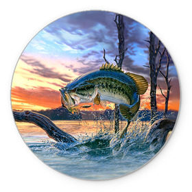 Коврик круглый с принтом Рыба в Курске, резина и полиэстер | круглая форма, изображение наносится на всю лицевую часть | fishing | рыба | рыбак | рыбалка | туризм