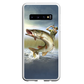 Чехол для Samsung Galaxy S10 с принтом Щука в Курске, Силикон | Область печати: задняя сторона чехла, без боковых панелей | Тематика изображения на принте: fishing | рыба | рыбак | рыбалка | туризм | щука