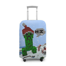 Чехол для чемодана 3D с принтом Minecraft в Курске, 86% полиэфир, 14% спандекс | двустороннее нанесение принта, прорези для ручек и колес | creeper | крипер | майнкрафт | новогодний