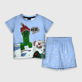 Детский костюм с шортами 3D с принтом Minecraft в Курске,  |  | creeper | крипер | майнкрафт | новогодний