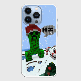Чехол для iPhone 13 Pro с принтом Minecraft в Курске,  |  | creeper | крипер | майнкрафт | новогодний