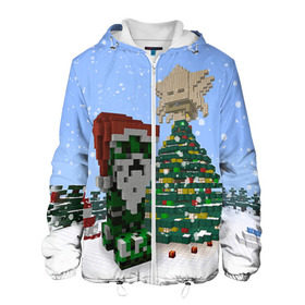 Мужская куртка 3D с принтом Minecraft в Курске, ткань верха — 100% полиэстер, подклад — флис | прямой крой, подол и капюшон оформлены резинкой с фиксаторами, два кармана без застежек по бокам, один большой потайной карман на груди. Карман на груди застегивается на липучку | крипер