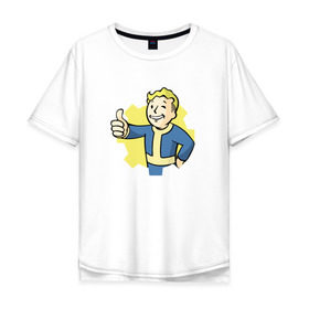 Мужская футболка хлопок Oversize с принтом Vault Boy в Курске, 100% хлопок | свободный крой, круглый ворот, “спинка” длиннее передней части | boy | fallout | pip | vault | vault boyубежище | фаллаут