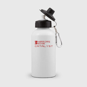 Бутылка спортивная с принтом mirror`s edge catalyst в Курске, металл | емкость — 500 мл, в комплекте две пластиковые крышки и карабин для крепления | 