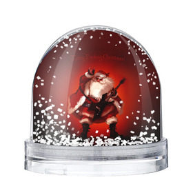 Снежный шар с принтом Дед Мороз рокер в Курске, Пластик | Изображение внутри шара печатается на глянцевой фотобумаге с двух сторон | heavy metal | rock | santa claus | дед мороз | рок | с новым годом | санта | санта клаус
