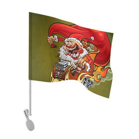 Флаг для автомобиля с принтом Дед мороз рокер в Курске, 100% полиэстер | Размер: 30*21 см | heavy metal | rock | santa claus | дед мороз | рок | с новым годом | санта | санта клаус
