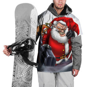 Накидка на куртку 3D с принтом Дед мороз рокер в Курске, 100% полиэстер |  | heavy metal | rock | santa claus | дед мороз | рок | с новым годом | санта | санта клаус