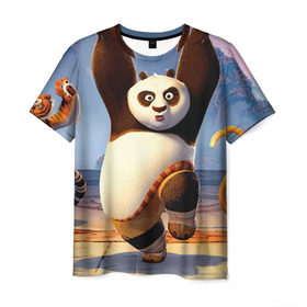 Мужская футболка 3D с принтом Кунг фу панда в Курске, 100% полиэфир | прямой крой, круглый вырез горловины, длина до линии бедер | kung fu | kung fu panda | panda | кунг фу | кунг фу панда | кунгфу | панда. кунг фу | по