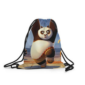 Рюкзак-мешок 3D с принтом Кунг фу панда в Курске, 100% полиэстер | плотность ткани — 200 г/м2, размер — 35 х 45 см; лямки — толстые шнурки, застежка на шнуровке, без карманов и подкладки | kung fu | kung fu panda | panda | кунг фу | кунг фу панда | кунгфу | панда. кунг фу | по
