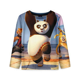 Детский лонгслив 3D с принтом Кунг фу панда в Курске, 100% полиэстер | длинные рукава, круглый вырез горловины, полуприлегающий силуэт
 | kung fu | kung fu panda | panda | кунг фу | кунг фу панда | кунгфу | панда. кунг фу | по