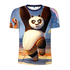 Мужская футболка 3D спортивная с принтом Кунг фу панда в Курске, 100% полиэстер с улучшенными характеристиками | приталенный силуэт, круглая горловина, широкие плечи, сужается к линии бедра | kung fu | kung fu panda | panda | кунг фу | кунг фу панда | кунгфу | панда. кунг фу | по