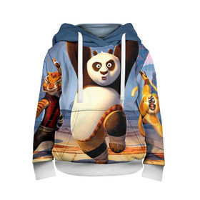 Детская толстовка 3D с принтом Кунг фу панда в Курске, 100% полиэстер | двухслойный капюшон со шнурком для регулировки, мягкие манжеты на рукавах и по низу толстовки, спереди карман-кенгуру с мягким внутренним слоем | Тематика изображения на принте: kung fu | kung fu panda | panda | кунг фу | кунг фу панда | кунгфу | панда. кунг фу | по