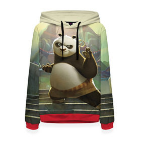 Женская толстовка 3D с принтом Кунг фу панда в Курске, 100% полиэстер  | двухслойный капюшон со шнурком для регулировки, мягкие манжеты на рукавах и по низу толстовки, спереди карман-кенгуру с мягким внутренним слоем. | kung fu | kung fu panda | panda | кунг фу | кунг фу панда | кунгфу | панда. кунг фу | по