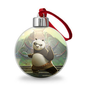 Ёлочный шар с принтом Кунг фу панда в Курске, Пластик | Диаметр: 77 мм | Тематика изображения на принте: kung fu | kung fu panda | panda | кунг фу | кунг фу панда | кунгфу | панда. кунг фу | по