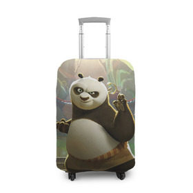 Чехол для чемодана 3D с принтом Кунг фу панда в Курске, 86% полиэфир, 14% спандекс | двустороннее нанесение принта, прорези для ручек и колес | kung fu | kung fu panda | panda | кунг фу | кунг фу панда | кунгфу | панда. кунг фу | по