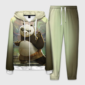 Мужской костюм 3D с принтом Кунг фу панда в Курске, 100% полиэстер | Манжеты и пояс оформлены тканевой резинкой, двухслойный капюшон со шнурком для регулировки, карманы спереди | kung fu | kung fu panda | panda | кунг фу | кунг фу панда | кунгфу | панда. кунг фу | по