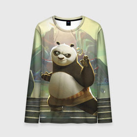 Мужской лонгслив 3D с принтом Кунг фу панда в Курске, 100% полиэстер | длинные рукава, круглый вырез горловины, полуприлегающий силуэт | kung fu | kung fu panda | panda | кунг фу | кунг фу панда | кунгфу | панда. кунг фу | по