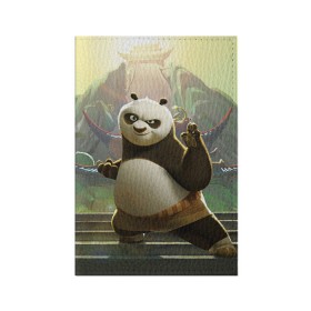 Обложка для паспорта матовая кожа с принтом Кунг фу панда в Курске, натуральная матовая кожа | размер 19,3 х 13,7 см; прозрачные пластиковые крепления | kung fu | kung fu panda | panda | кунг фу | кунг фу панда | кунгфу | панда. кунг фу | по