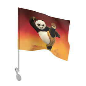 Флаг для автомобиля с принтом Кунг фу панда в Курске, 100% полиэстер | Размер: 30*21 см | kung fu | kung fu panda | panda | кунг фу | кунг фу панда | кунгфу | панда. кунг фу | по