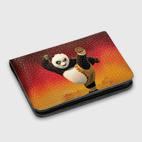 Картхолдер с принтом с принтом Кунг фу панда в Курске, натуральная матовая кожа | размер 7,3 х 10 см; кардхолдер имеет 4 кармана для карт; | Тематика изображения на принте: kung fu | kung fu panda | panda | кунг фу | кунг фу панда | кунгфу | панда. кунг фу | по