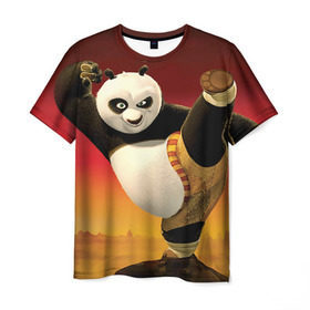 Мужская футболка 3D с принтом Кунг фу панда в Курске, 100% полиэфир | прямой крой, круглый вырез горловины, длина до линии бедер | Тематика изображения на принте: kung fu | kung fu panda | panda | кунг фу | кунг фу панда | кунгфу | панда. кунг фу | по