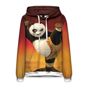 Мужская толстовка 3D с принтом Кунг фу панда в Курске, 100% полиэстер | двухслойный капюшон со шнурком для регулировки, мягкие манжеты на рукавах и по низу толстовки, спереди карман-кенгуру с мягким внутренним слоем. | kung fu | kung fu panda | panda | кунг фу | кунг фу панда | кунгфу | панда. кунг фу | по