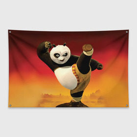 Флаг-баннер с принтом Кунг фу панда в Курске, 100% полиэстер | размер 67 х 109 см, плотность ткани — 95 г/м2; по краям флага есть четыре люверса для крепления | kung fu | kung fu panda | panda | кунг фу | кунг фу панда | кунгфу | панда. кунг фу | по