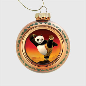 Стеклянный ёлочный шар с принтом Кунг фу панда в Курске, Стекло | Диаметр: 80 мм | kung fu | kung fu panda | panda | кунг фу | кунг фу панда | кунгфу | панда. кунг фу | по