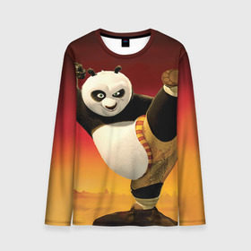 Мужской лонгслив 3D с принтом Кунг фу панда в Курске, 100% полиэстер | длинные рукава, круглый вырез горловины, полуприлегающий силуэт | kung fu | kung fu panda | panda | кунг фу | кунг фу панда | кунгфу | панда. кунг фу | по