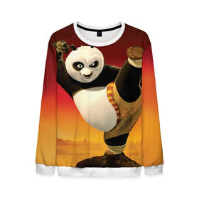 Мужской свитшот 3D с принтом Кунг фу панда в Курске, 100% полиэстер с мягким внутренним слоем | круглый вырез горловины, мягкая резинка на манжетах и поясе, свободная посадка по фигуре | kung fu | kung fu panda | panda | кунг фу | кунг фу панда | кунгфу | панда. кунг фу | по