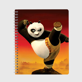 Тетрадь с принтом Кунг фу панда в Курске, 100% бумага | 48 листов, плотность листов — 60 г/м2, плотность картонной обложки — 250 г/м2. Листы скреплены сбоку удобной пружинной спиралью. Уголки страниц и обложки скругленные. Цвет линий — светло-серый
 | kung fu | kung fu panda | panda | кунг фу | кунг фу панда | кунгфу | панда. кунг фу | по