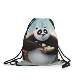 Рюкзак-мешок 3D с принтом Кунг фу панда в Курске, 100% полиэстер | плотность ткани — 200 г/м2, размер — 35 х 45 см; лямки — толстые шнурки, застежка на шнуровке, без карманов и подкладки | панда