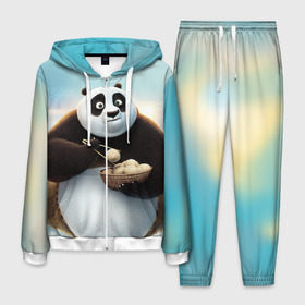 Мужской костюм 3D с принтом Кунг фу панда в Курске, 100% полиэстер | Манжеты и пояс оформлены тканевой резинкой, двухслойный капюшон со шнурком для регулировки, карманы спереди | Тематика изображения на принте: панда