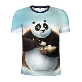 Мужская футболка 3D спортивная с принтом Кунг фу панда в Курске, 100% полиэстер с улучшенными характеристиками | приталенный силуэт, круглая горловина, широкие плечи, сужается к линии бедра | Тематика изображения на принте: панда