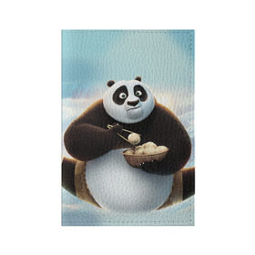 Обложка для паспорта матовая кожа с принтом Кунг фу панда в Курске, натуральная матовая кожа | размер 19,3 х 13,7 см; прозрачные пластиковые крепления | Тематика изображения на принте: панда