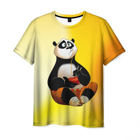 Мужская футболка 3D с принтом Кунг фу панда в Курске, 100% полиэфир | прямой крой, круглый вырез горловины, длина до линии бедер | kung fu | kung fu panda | panda | кунг фу | кунг фу панда | кунгфу | панда. кунг фу | по